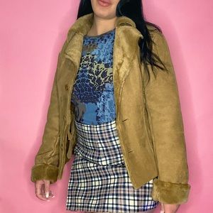 vintage faux fur trim jacket